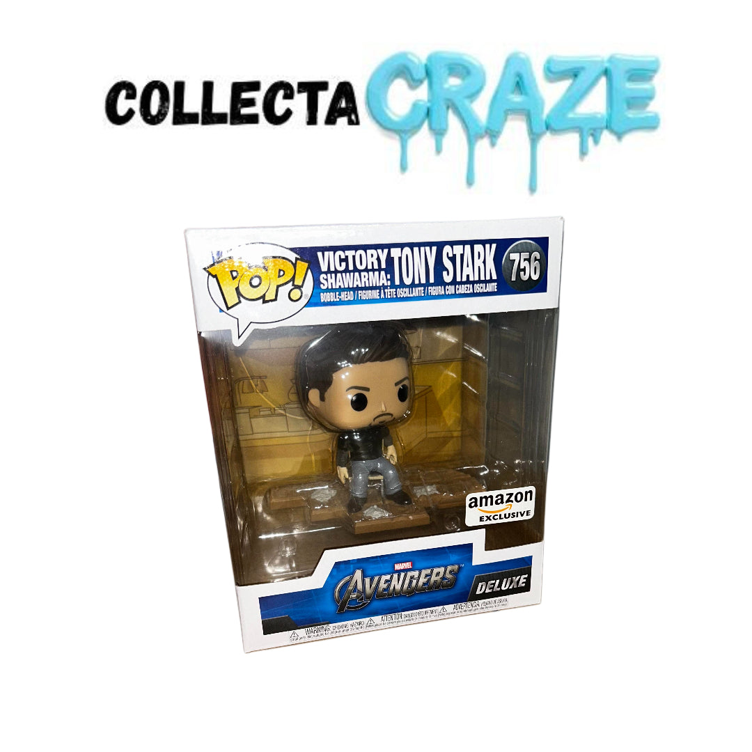 Victory Shawarma: Tony Stark - #756 - Funko Pop! - Amazon Exclusive - Marvel - Avengers - Deluxe